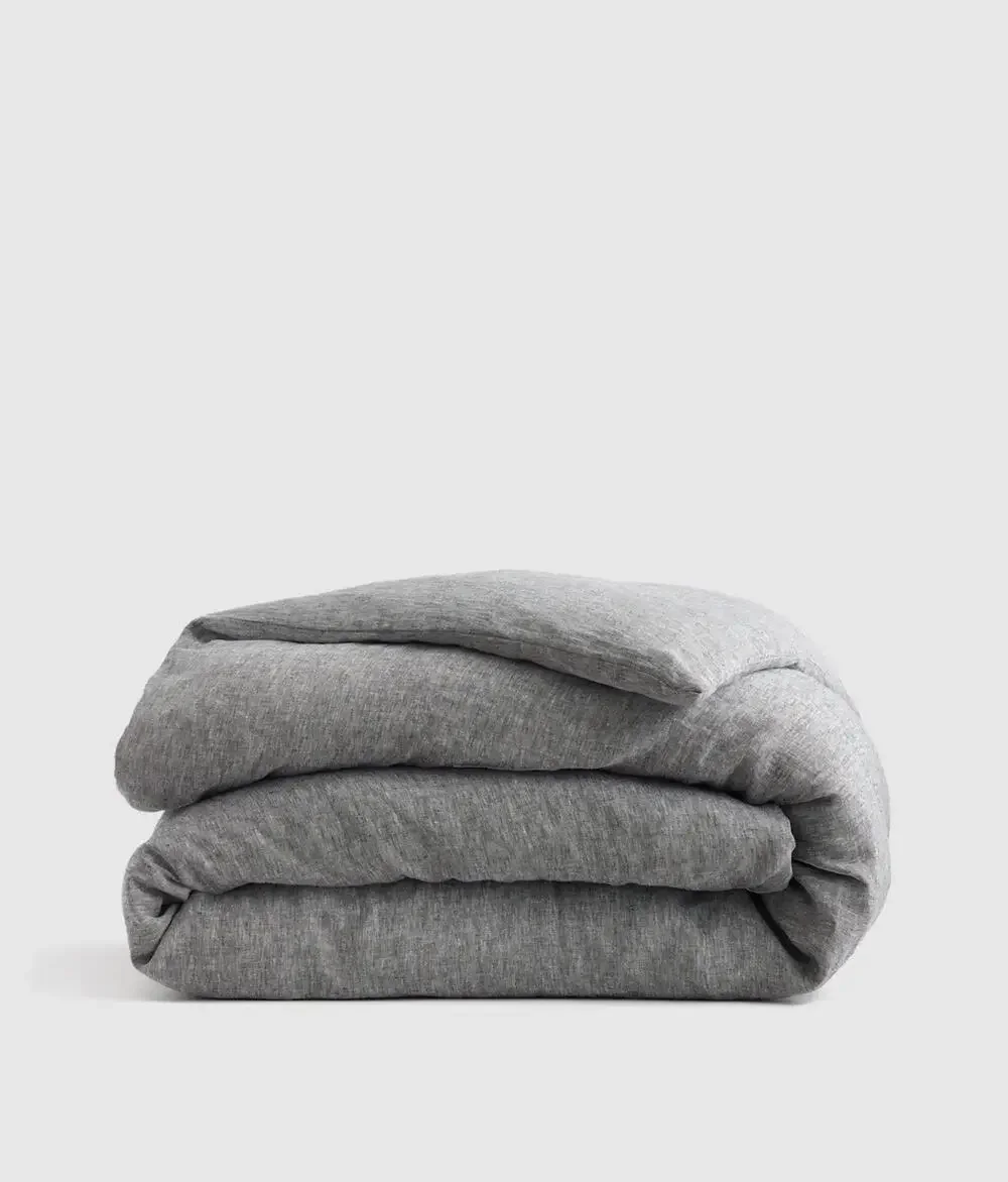 NEW Quince European 100% Linen Duvet Cover FULL/QUEEN Charcoal Chambray $164